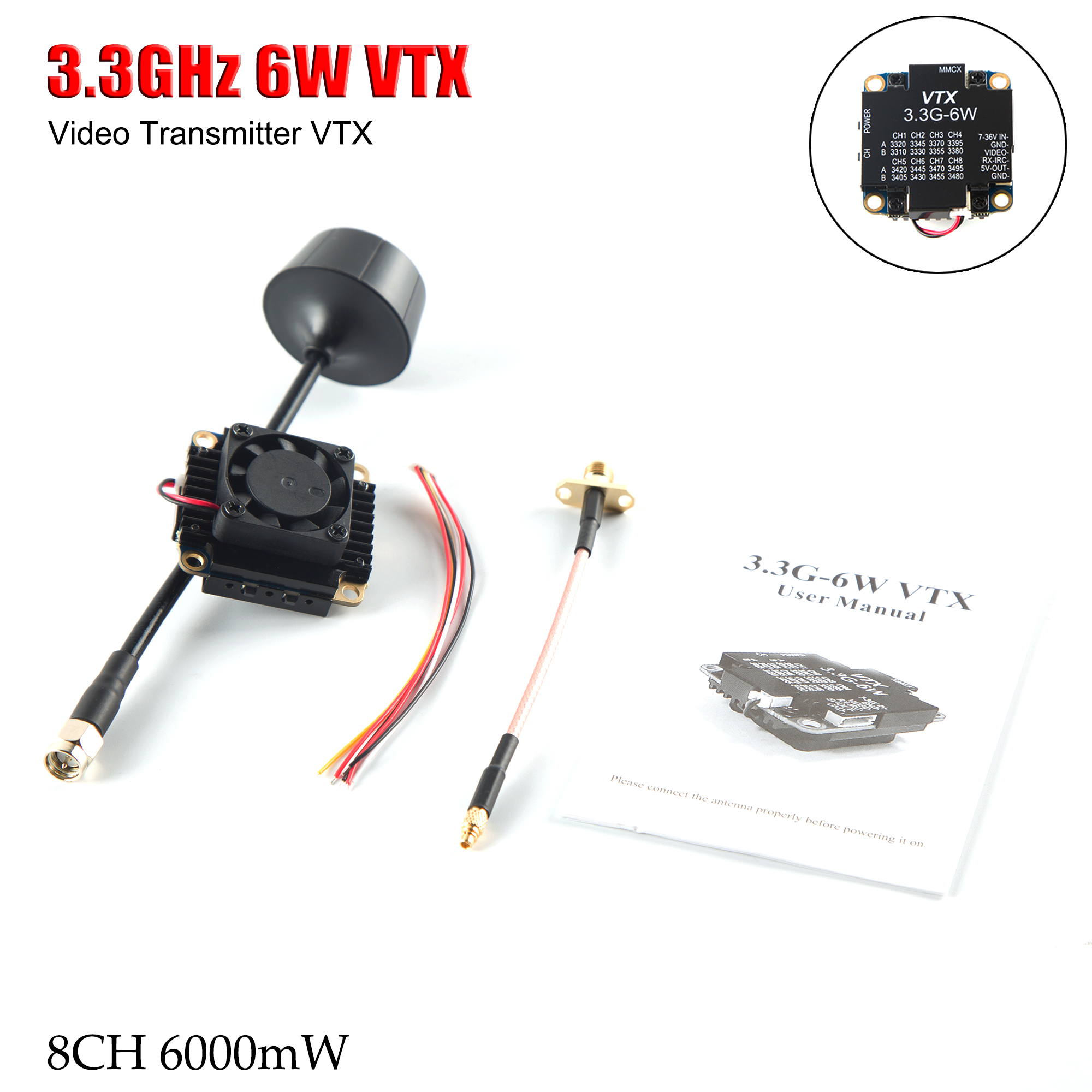 FPV Video Transmitter 3.3G 6W  - огляд і ціна Drone Racing Vtx